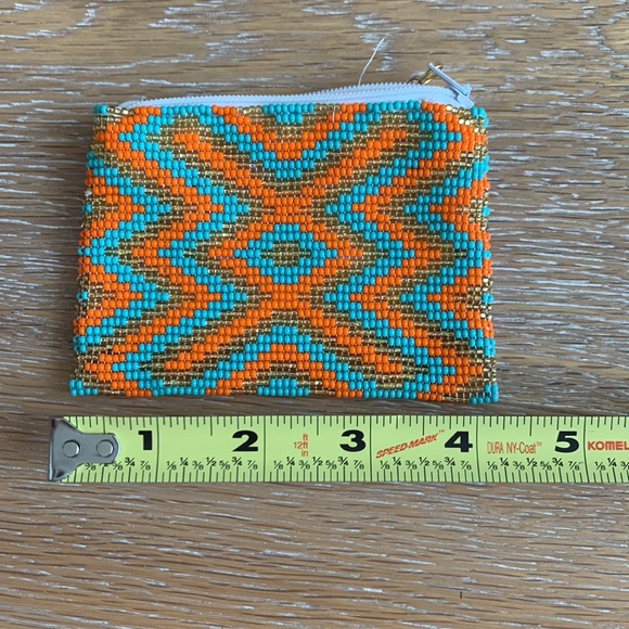 Beaded coin change zippered purse bag with tassel - Picture 5 of 5